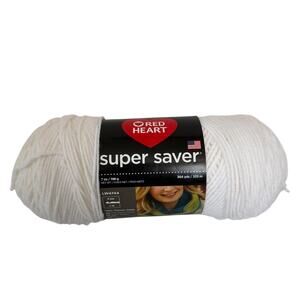 Red Heart Super Saver Yarn White 7 Oz Skein E300 0311 Acrylic Worsted